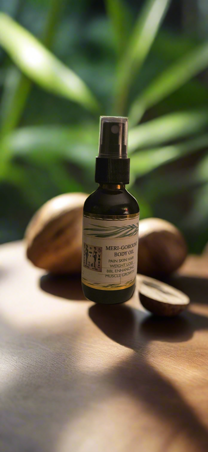 Meri-Gold-Round dual action chronic pain, body sculpting, mental clarity, hair growth, muscle stimulation all in one oil
